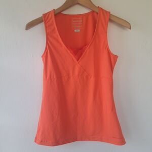Merrell Womens Sun Shirt UPF 50+ Opti-Wick Hiking Small Orange Athletic Tank Top